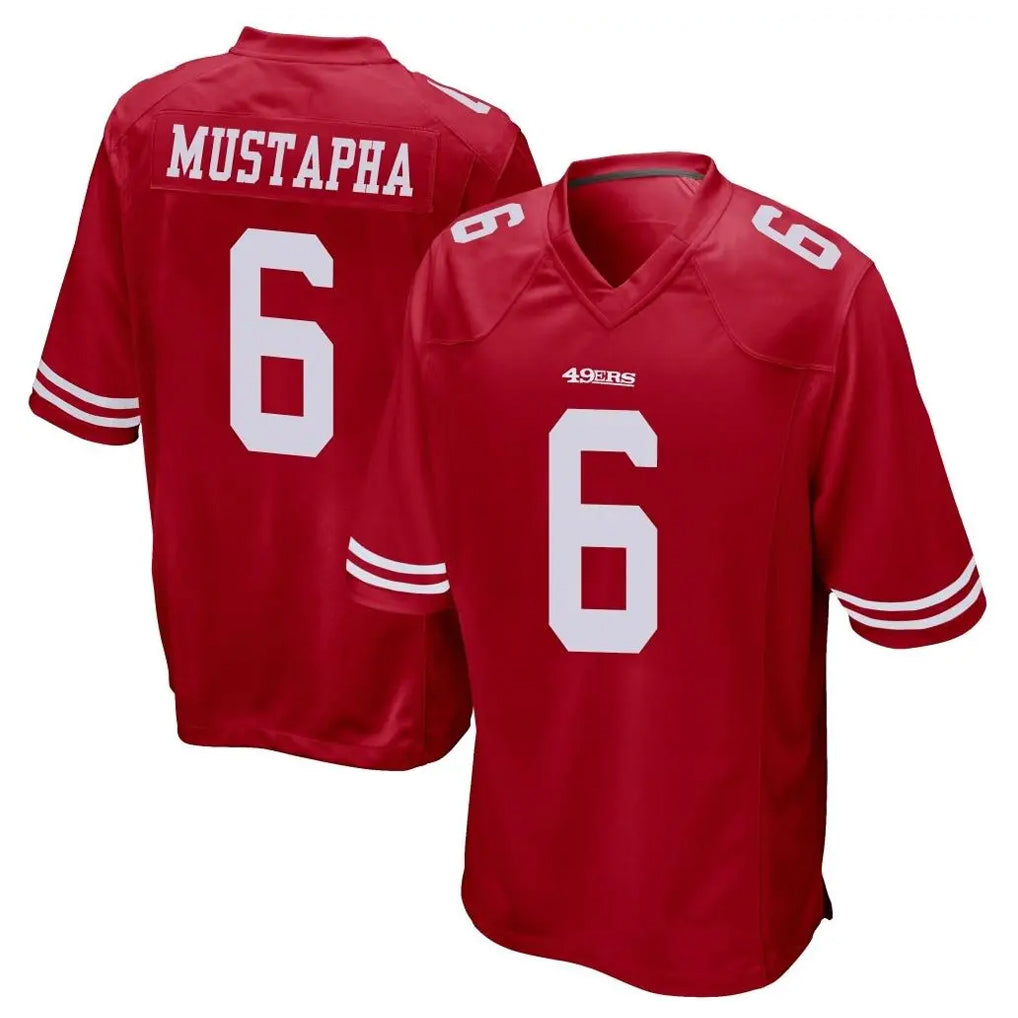 SF.49ers #6 Malik Mustapha Player Red Home Game PETTCS Stitched Jerseys