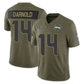 S.Seahawks #14 Sam Darnold Player Olive 2025 Salute To Service Limited Home Game PETTCS Stitched Jerseys