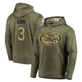 SF.49ers #3 Christian Kirk Player Olive Salute to Service Pullover Hoodie Home Game STECN Stitched Jerseys