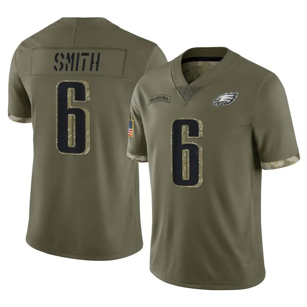 P.Eagles #6 DeVonta Smith Player Olive Salute To Service Limited PETTCS Stitched Jerseys