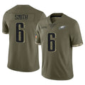 P.Eagles #6 DeVonta Smith Player Olive Salute To Service Limited PETTCS Stitched Jerseys
