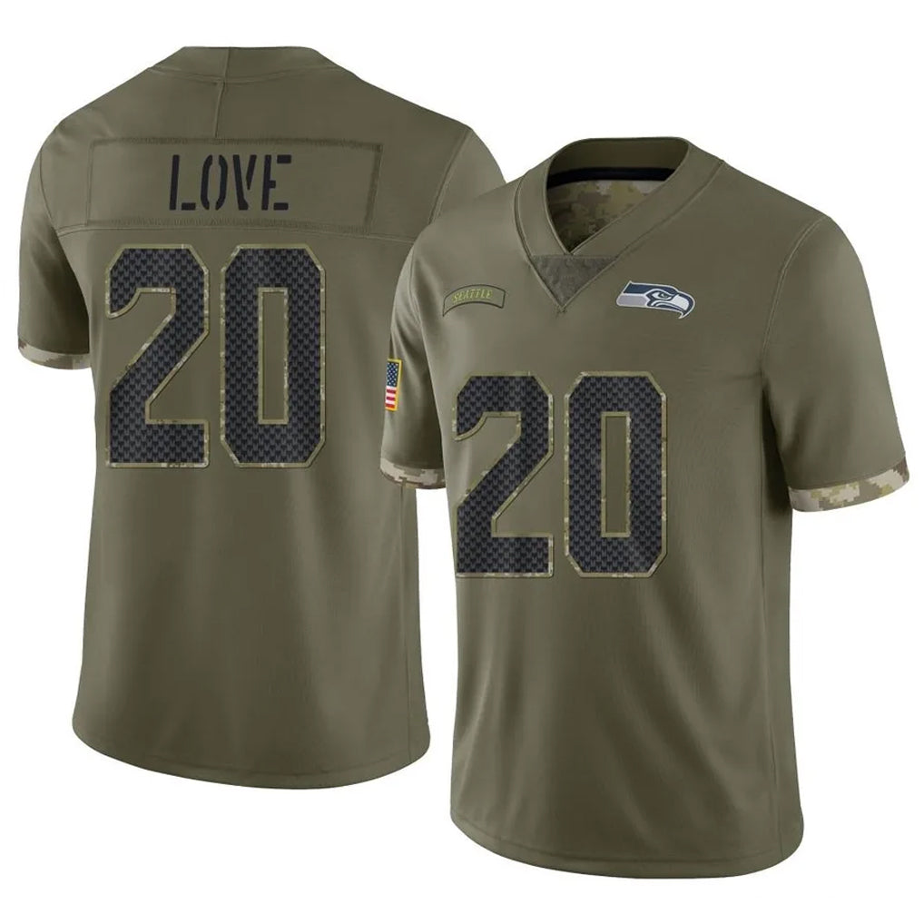 S.Seahawks #20 Julian Love Player Olive Limited Salute To Service Home Game PETTCS Stitched Jerseys