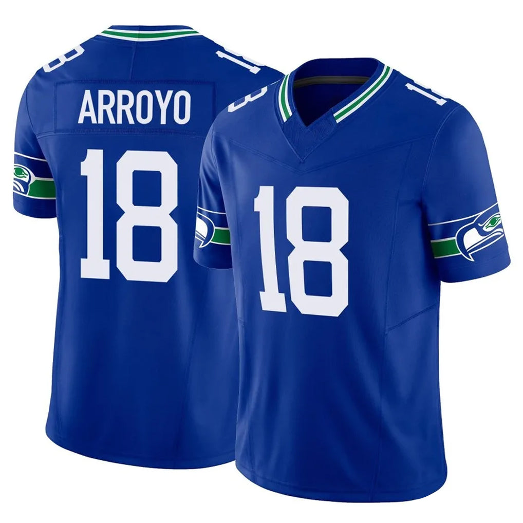 S.Seahawks #18 Elijah Arroyo Player Royal Limited Throwback Vapor F.U.S.E. Home Game PETTCS Stitched Jerseys