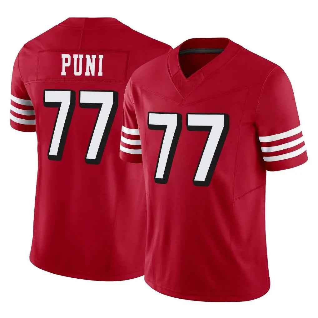 SF.49ers #77 Dominick Puni Player Red Limited Alternate Vapor F.U.S.E. Home Game PETTCS Stitched Jerseys