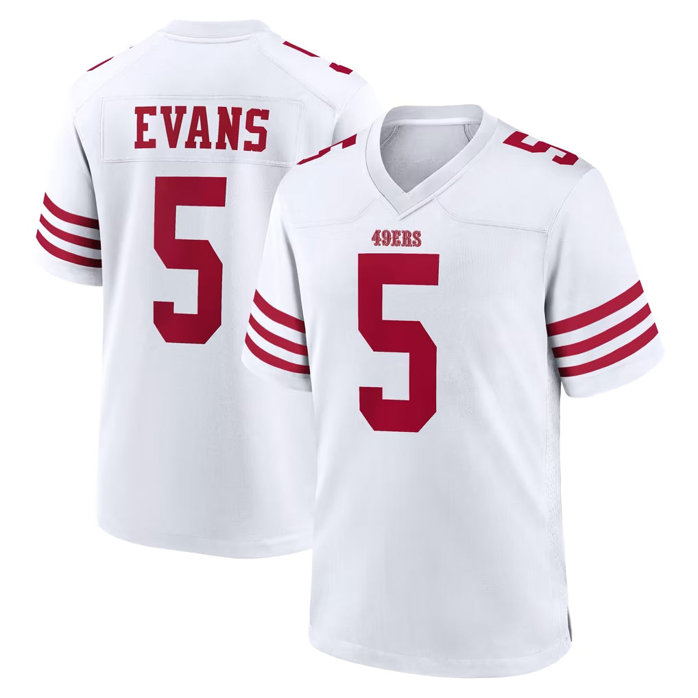 SF.49ers #5 Mike Evans Player White Game Home PETTCS Stitched Jerseys