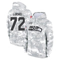 S.Seahawks #72 Abraham Lucas Player Arctic Camo Limited Salute to Service Pullover Hoodies Game PETTCS Stitched Jerseys