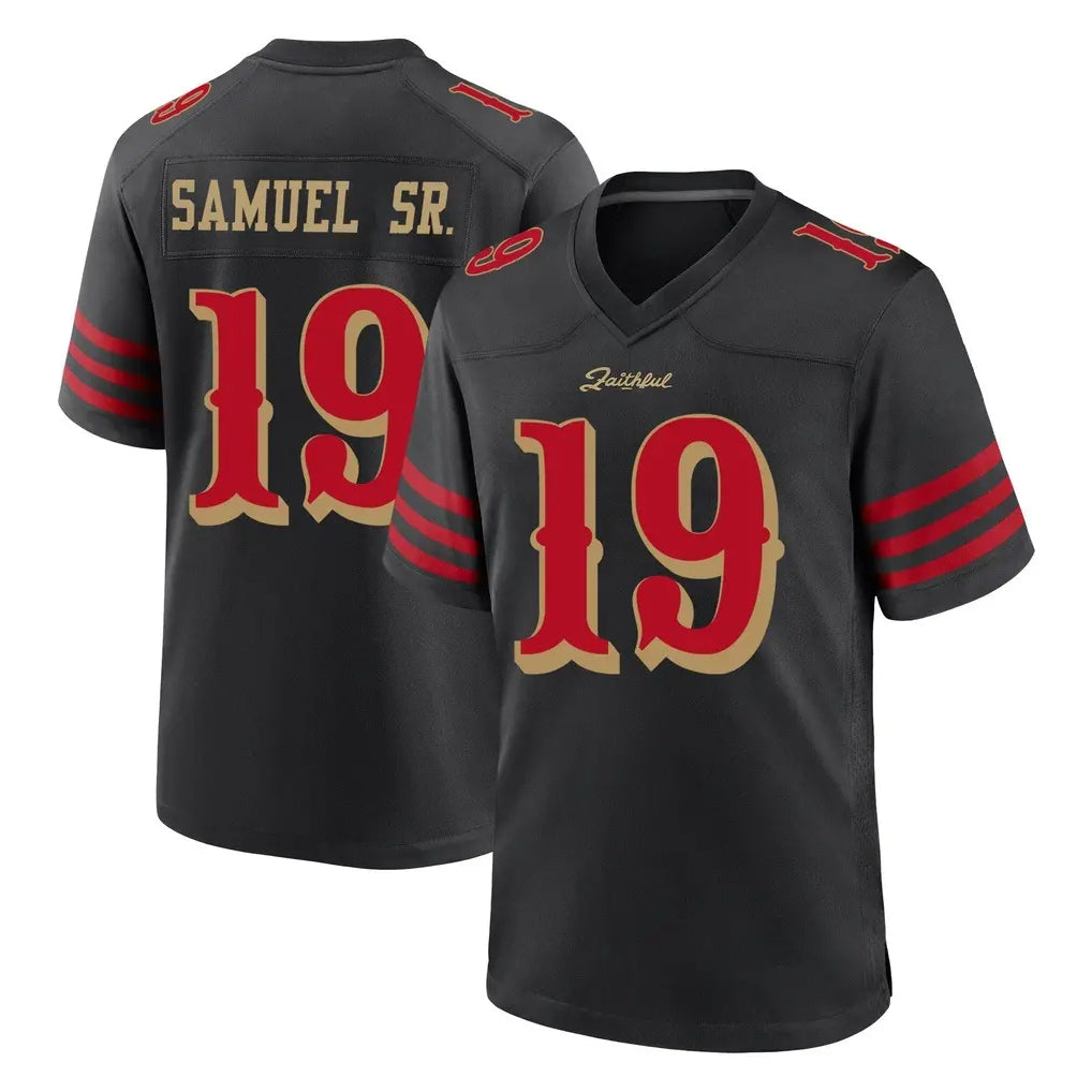 SF.49ers #19 Deebo Samuel Sr. Player Black Rivalries Collection Home Game PETTCS Stitched Jerseys