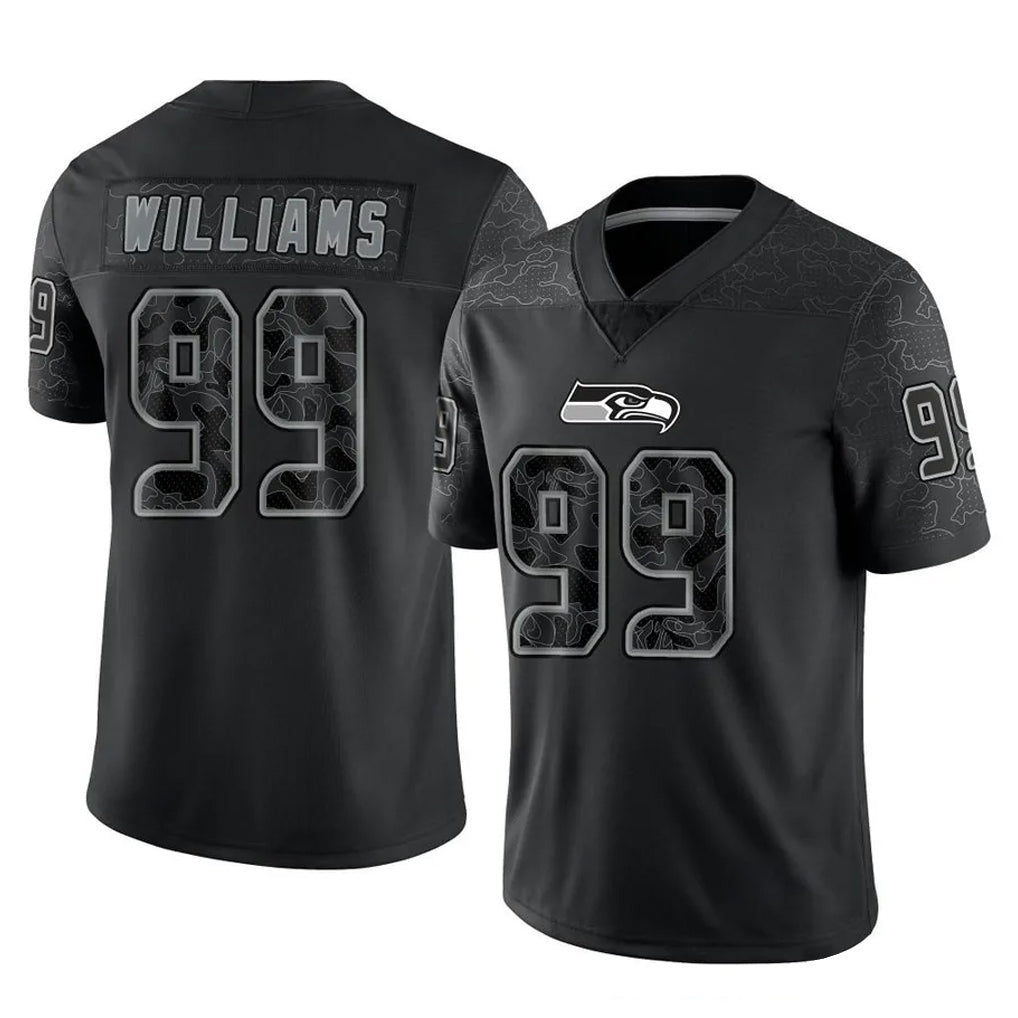 S.Seahawks #99 Leonard Williams Player Black Limited Reflective Home Game PETTCS Stitched Jerseys