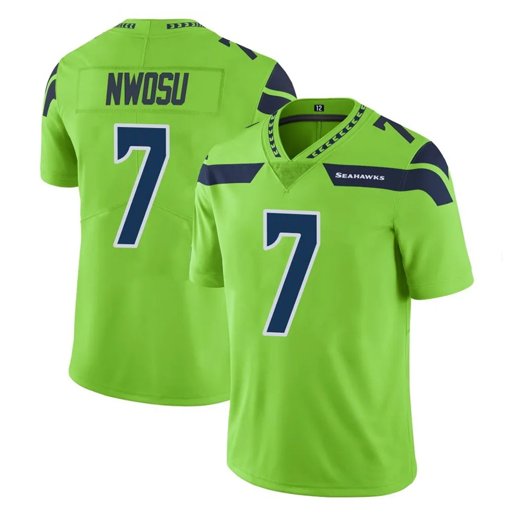 S.Seahawks #7 Uchenna Nwosu Player Green Limited Color Rush Home Game PETTCS Stitched Jerseys