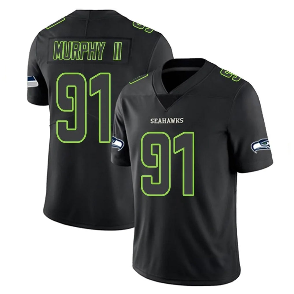 S.Seahawks #91 Byron Murphy II Player Black Impact Limited Home Game PETTCS Stitched Jerseys