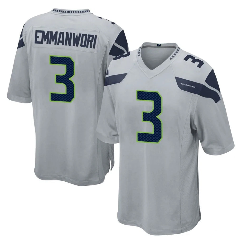 S.Seahawks #3 Nick Emmanwori Player Gray Home Game PETTCS Stitched Jerseys