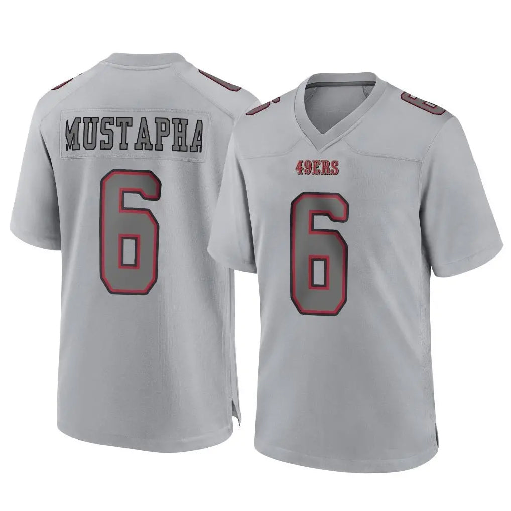 SF.49ers #6 Malik Mustapha Player Gray Atmosphere Fashion Home Game PETTCS Stitched Jerseys