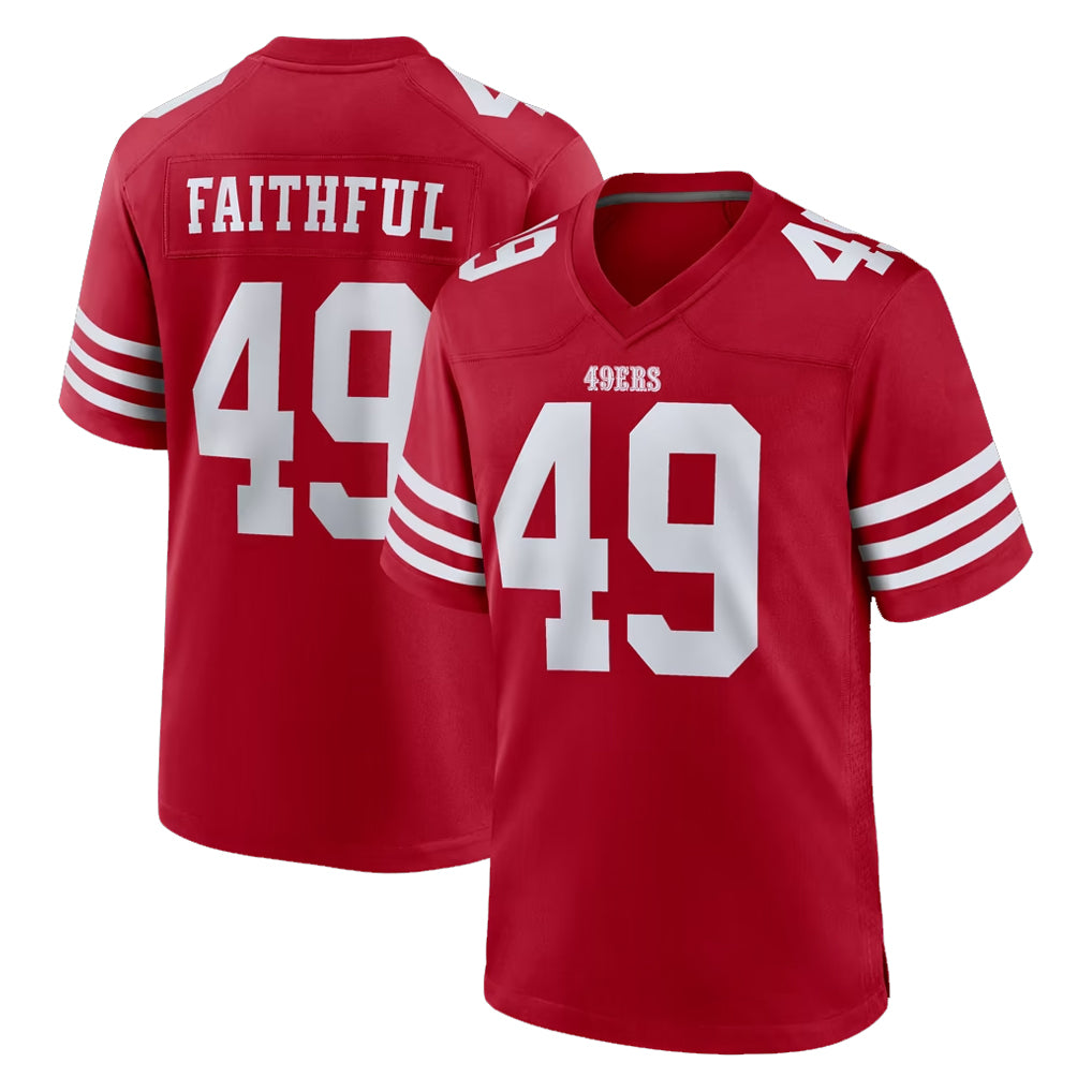 SF.49ers #49 The Faithful Player Red Game Home PETTCS Stitched Jerseys