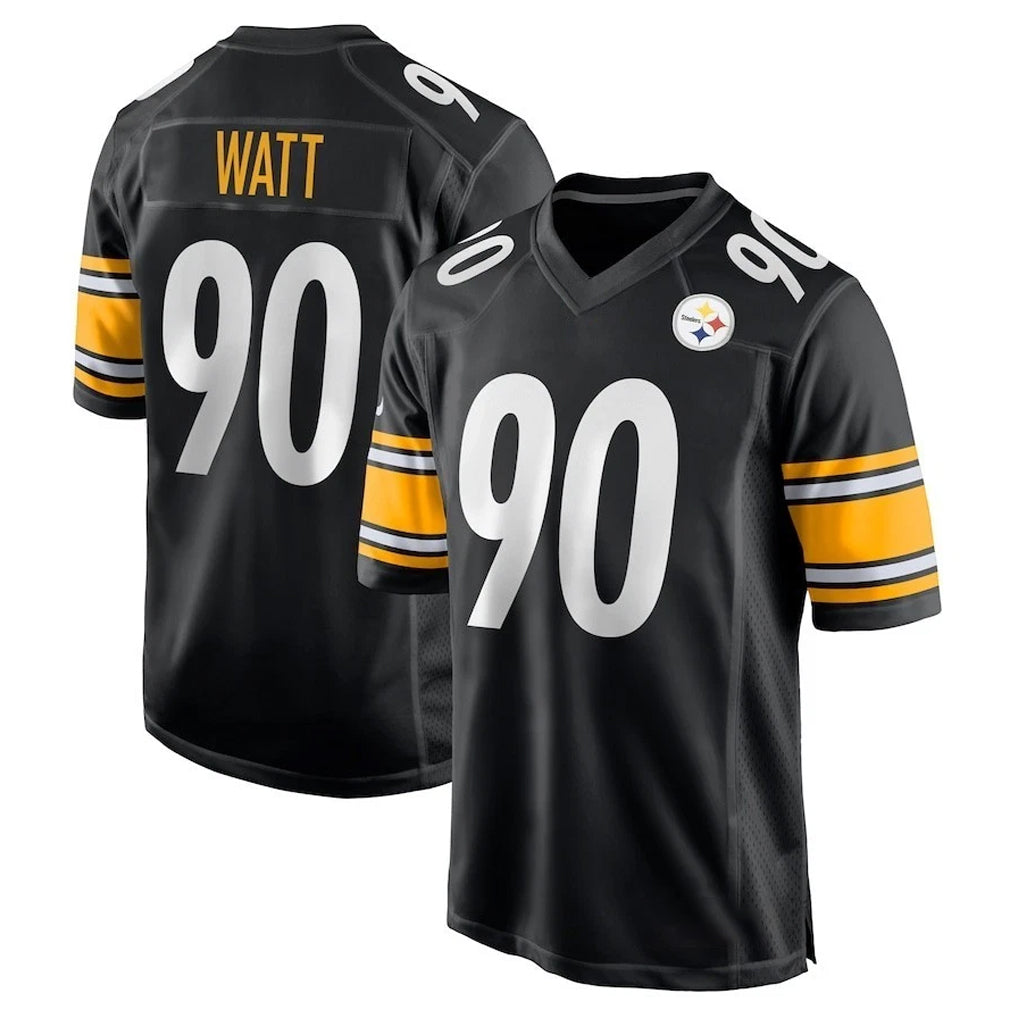 P.Steelers #90 T.J. Watt Player Black Home Game PETTCS Stitched Jerseys