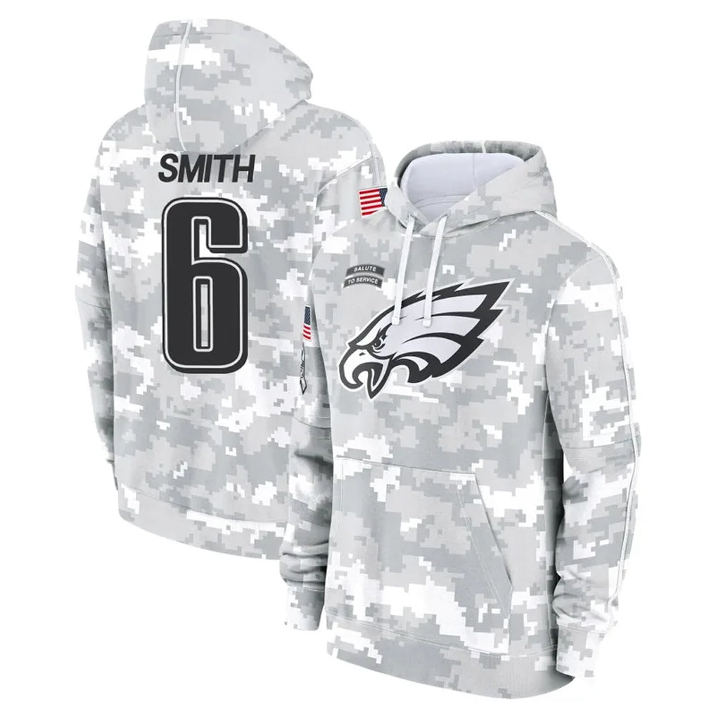P.Eagles #6 DeVonta Smith Player Arctic Camo Salute to Service Pullover Hoodies Limited Game PETTCS Stitched Jerseys