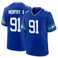S.Seahawks #91 Byron Murphy II Player Royal Throwback Home Game PETTCS Stitched Jerseys