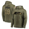 S.Seahawks #18 Elijah Arroyo Player Olive Salute to Service Pullover Hoodie Home Game PETTCS Stitched Jerseys