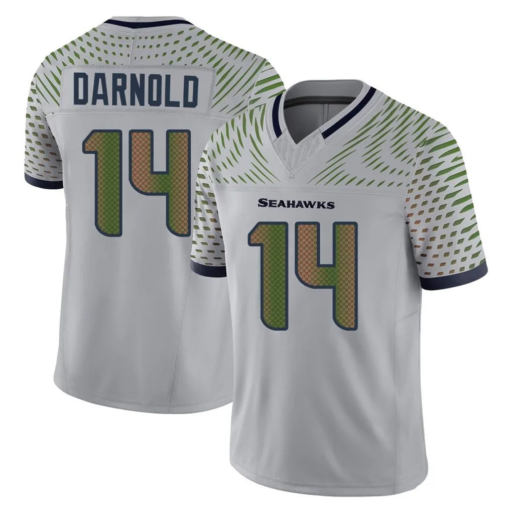S.Seahawks #14 Sam Darnold Player Grey Limited 2025 Rivalries Collection Home Game PETTCS Stitched Jerseys