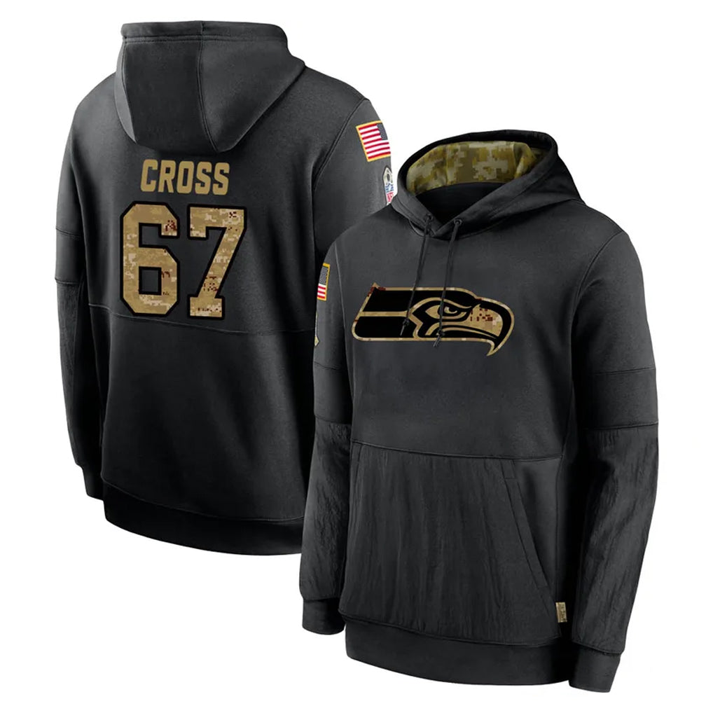 S.Seahawks #67 Charles Cross Player Black Salute to Service Hoodies Limited Game Ddoa Stitched Jerseys