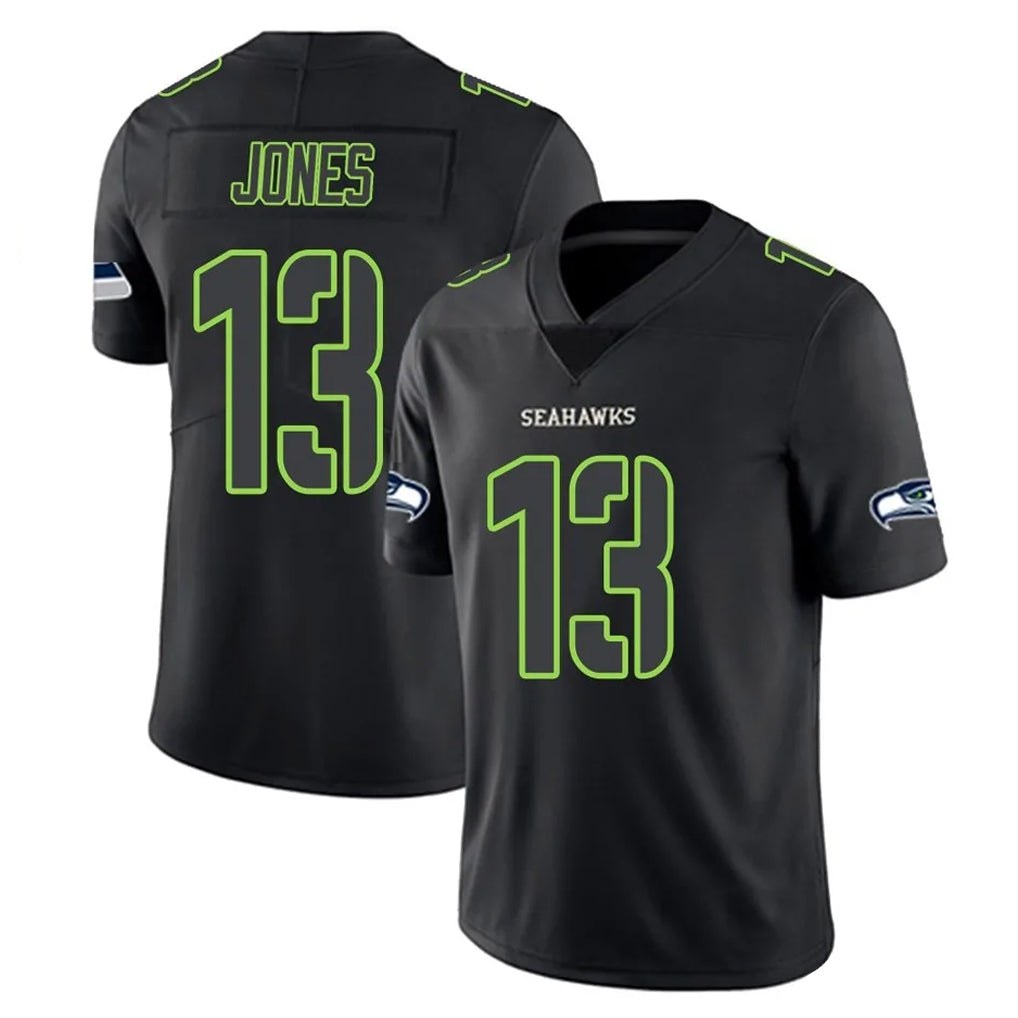 S.Seahawks #13 Ernest Jones IV Player Black Impact Limited Home Game PETTCS Stitched Jerseys