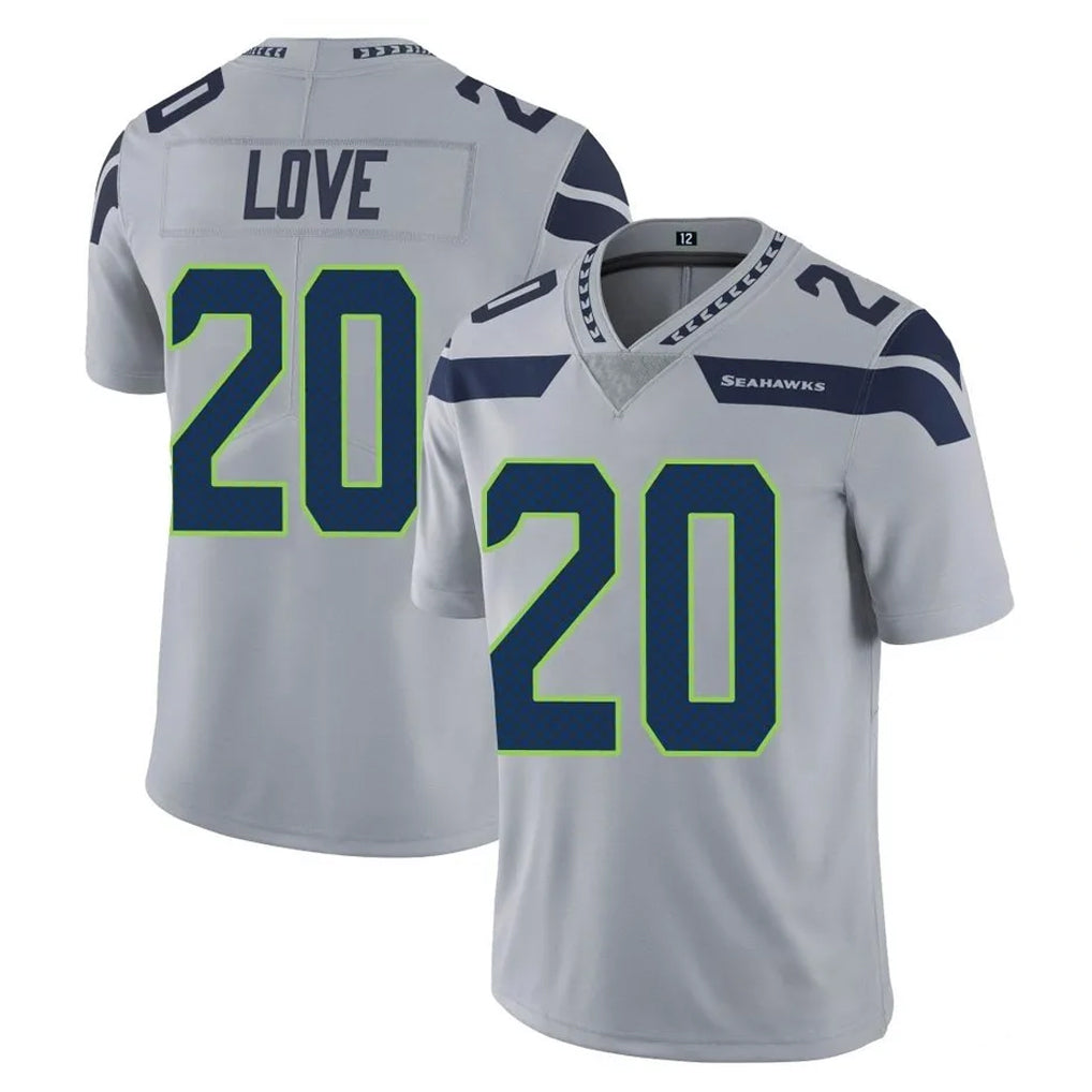 S.Seahawks #20 Julian Love Player Gray Limited Vapor Untouchable Home Game PETTCS Stitched Jerseys