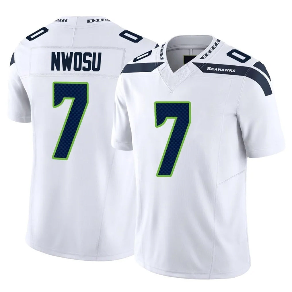 S.Seahawks #7 Uchenna Nwosu Player White Limited Vapor F.U.S.E. Home Game PETTCS Stitched Jerseys