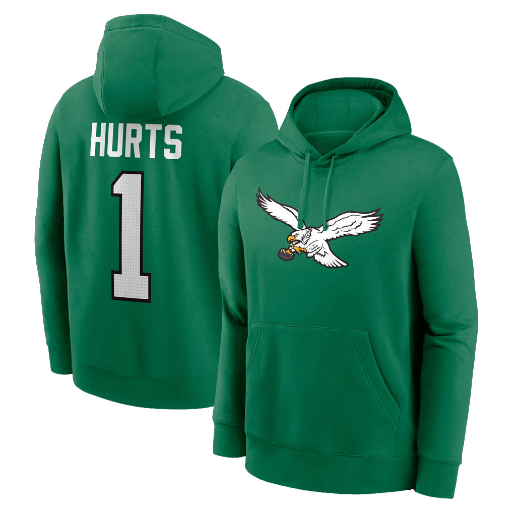 P.Eagles #1 Jalen Hurts Player Green Pullover Hoodies Home Game PETTCS Stitched Jerseys