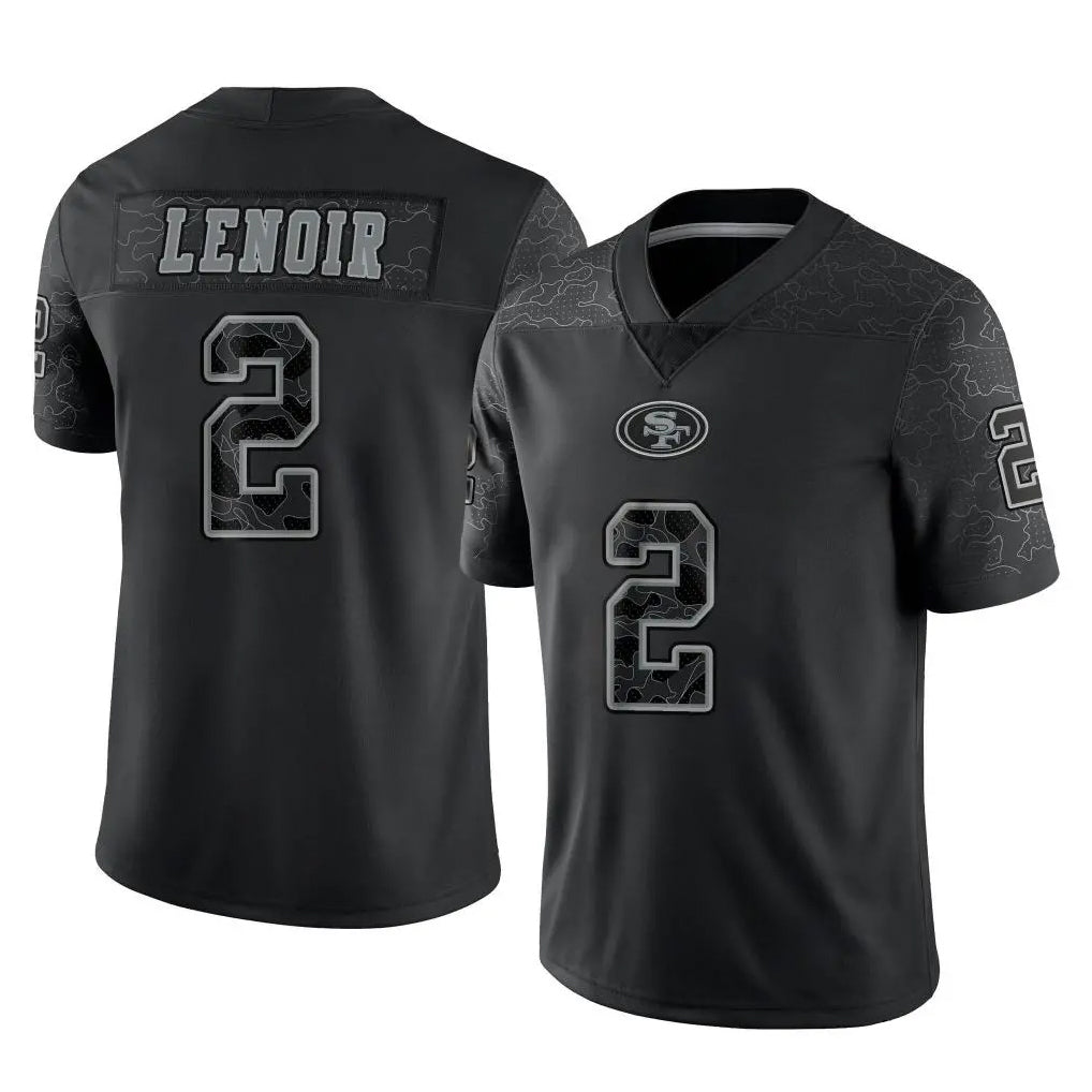 SF.49ers #2 Deommodore Lenoir Player Black Limited Reflective Home Game PETTCS Stitched Jerseys
