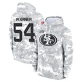 SF.49ers #54 Fred Warner Player Arctic Camo Limited Salute to Service Pullover Hoodies Game PETTCS Stitched Jerseys