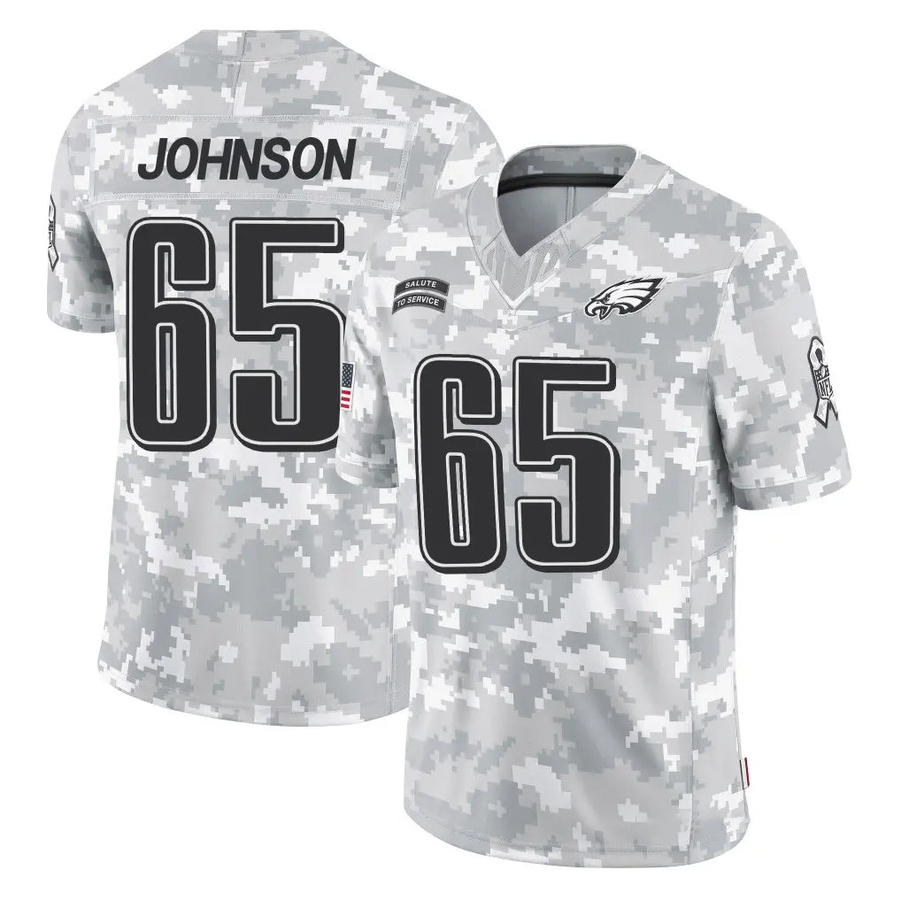 P.Eagles #65 Lane Johnson Player Arctic Camo Salute to Service Limited Game PETTCS Stitched Jerseys