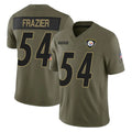 P.Steelers #54 Zach Frazier Player Olive 2025 Salute To Service Limited Home Game PETTCS Stitched Jerseys