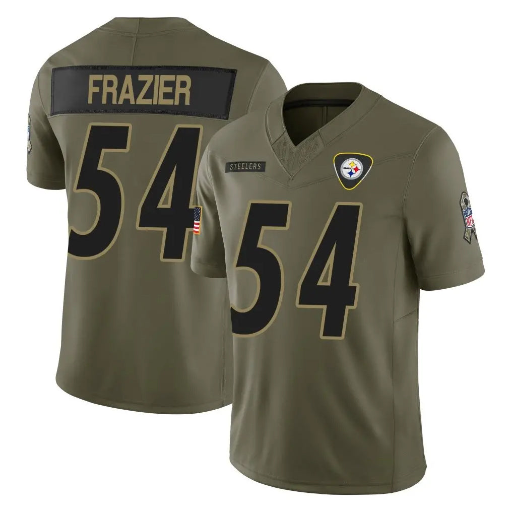P.Steelers #54 Zach Frazier Player Olive 2025 Salute To Service Limited Home Game PETTCS Stitched Jerseys