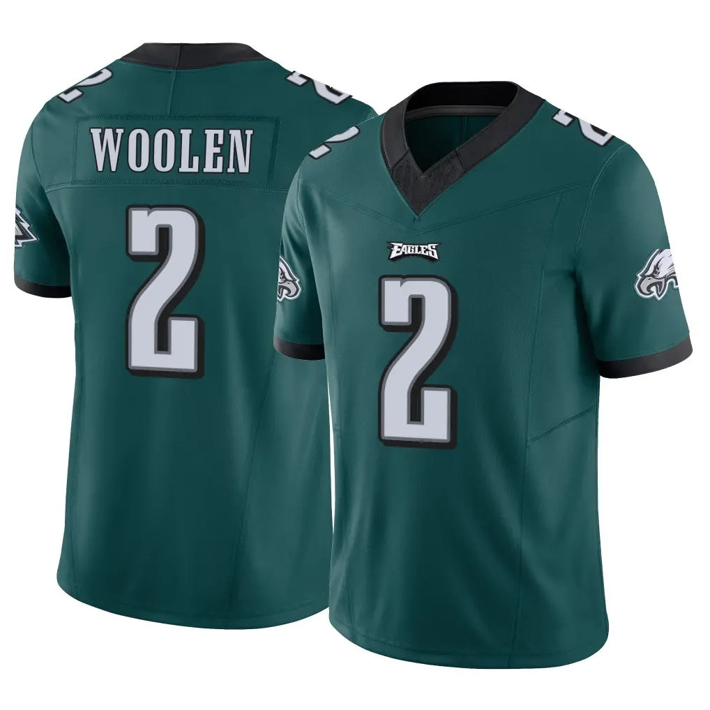 P.Eagles #2 Riq Woolen Player Team Color Green Limited Vapor F.U.S.E. Home Game PETTCS Stitched Jerseys