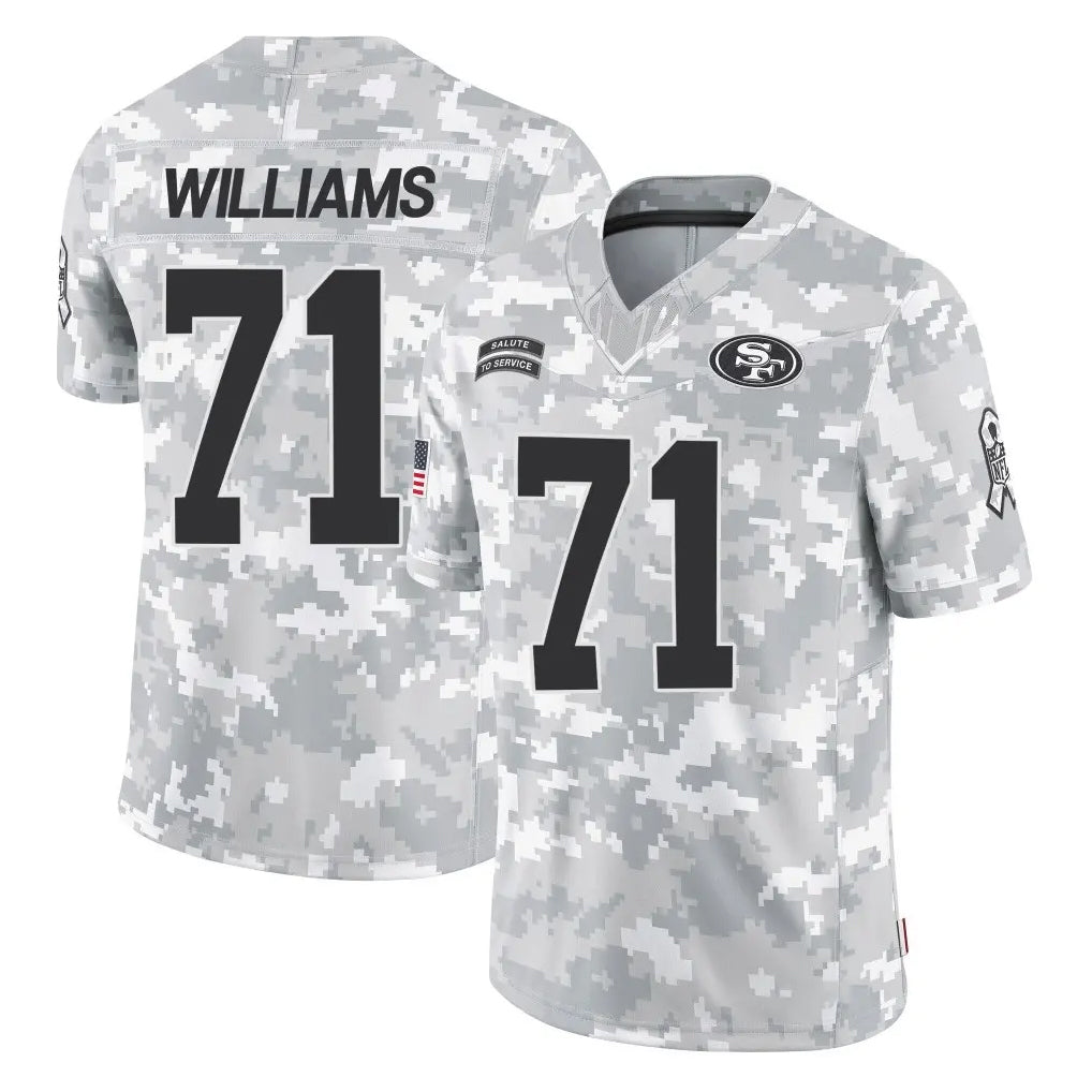 SF.49ers #71 Trent Williams Player Arctic Camo Limited Salute To Service Home Game PETTCS Stitched Jerseys