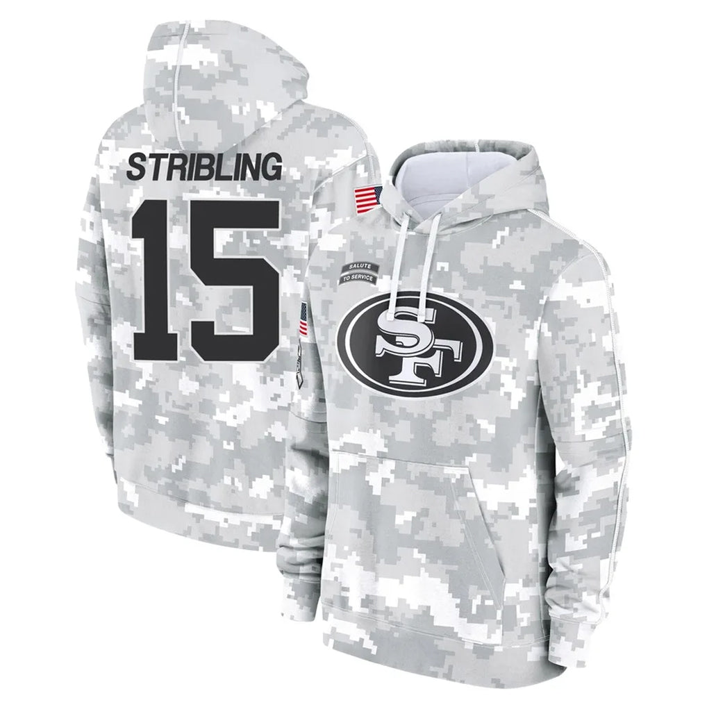 SF.49ers #15 De'Zhaun Stribling Player Arctic Camo Limited Salute to Service Pullover Hoodies Game PETTCS Stitched Jerseys