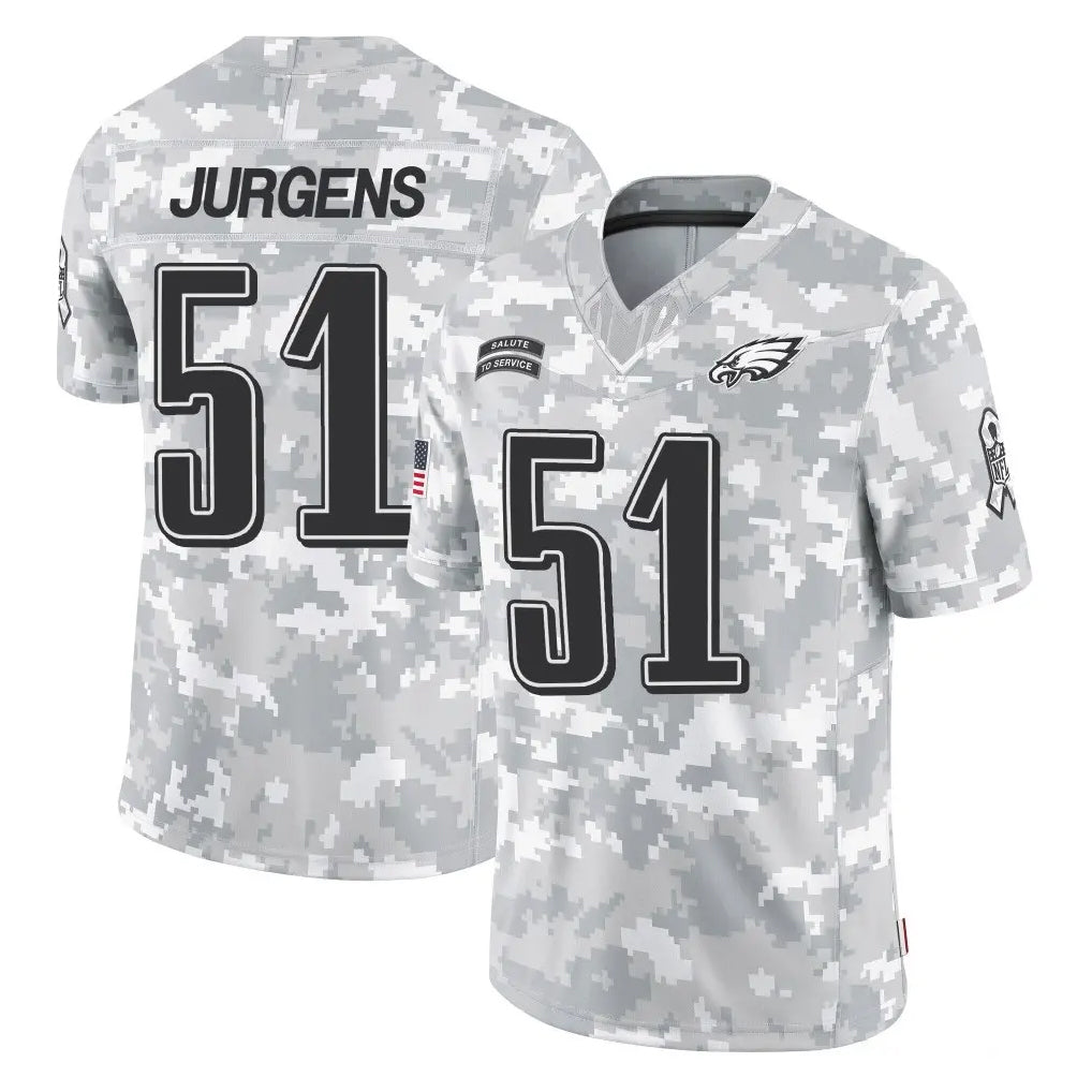 P.Eagles #51 Cam Jurgens Player Arctic Camo Salute to Service Limited Game PETTCS Stitched Jerseys