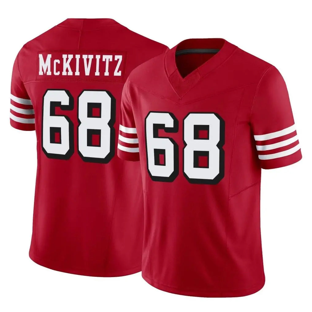 SF.49ers #68 Colton McKivitz Player Red Limited Alternate Vapor F.U.S.E. Home Game PETTCS Stitched Jerseys