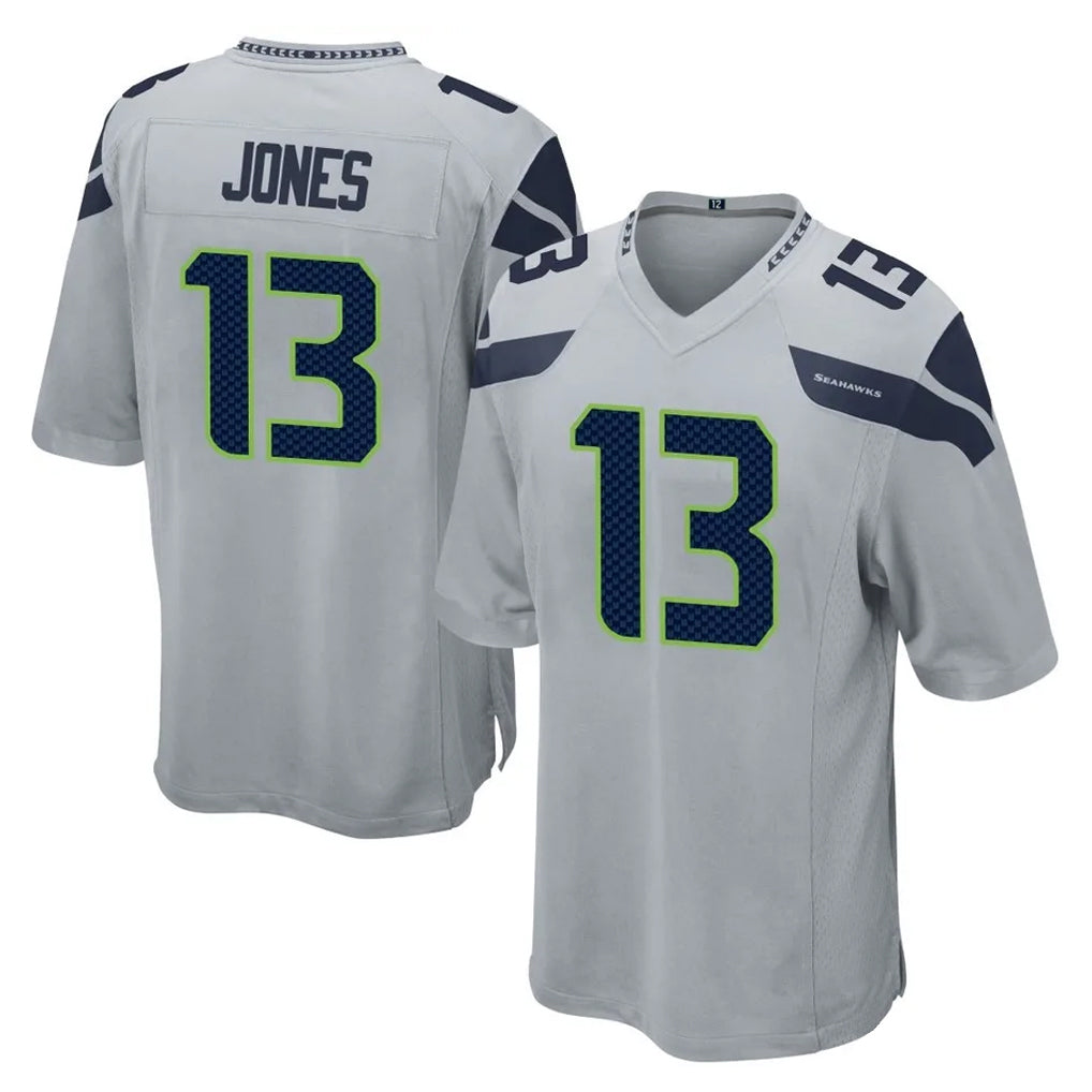 S.Seahawks #13 Ernest Jones IV Player Gray Home Game PETTCS Stitched Jerseys