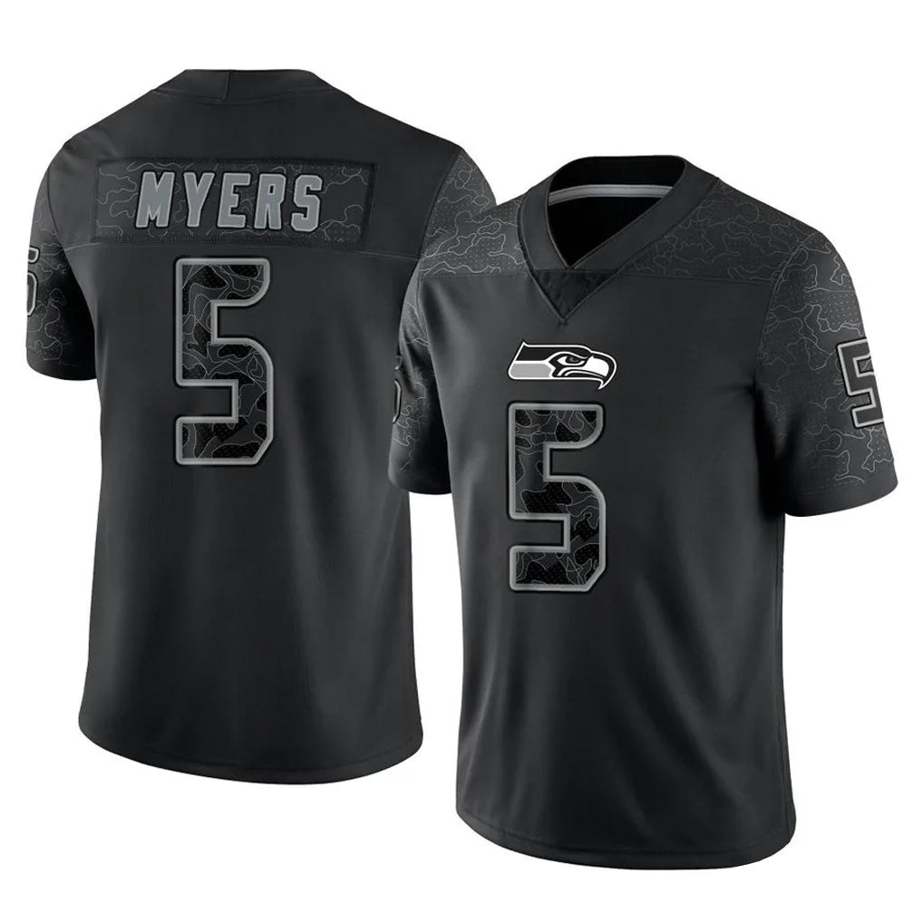 S.Seahawks #5 Jason Myers Player Black Limited Reflective Home Game PETTCS Stitched Jerseys