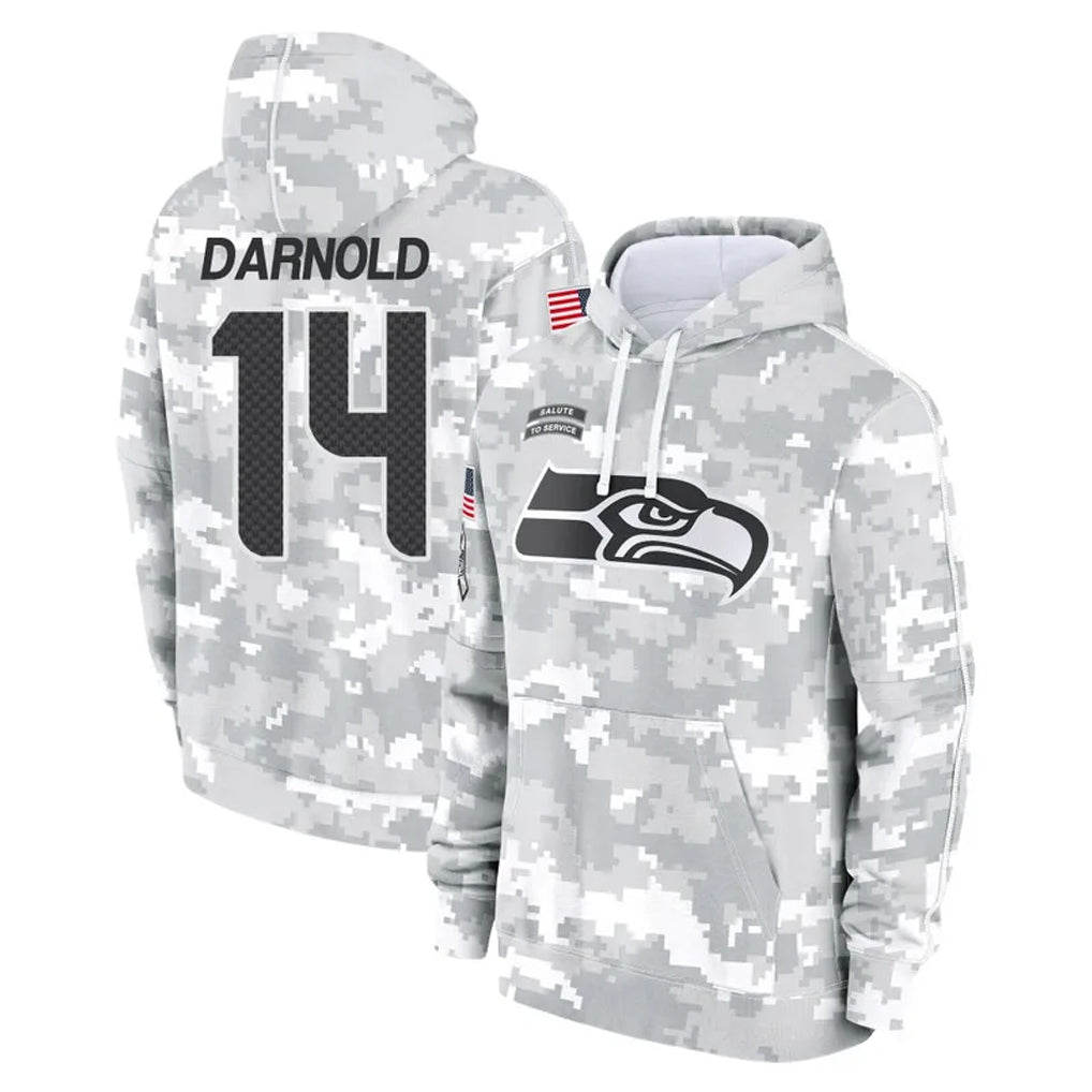 S.Seahawks #14 Sam Darnold Player Arctic Camo Limited Salute to Service Pullover Hoodies Game PETTCS Stitched Jerseys