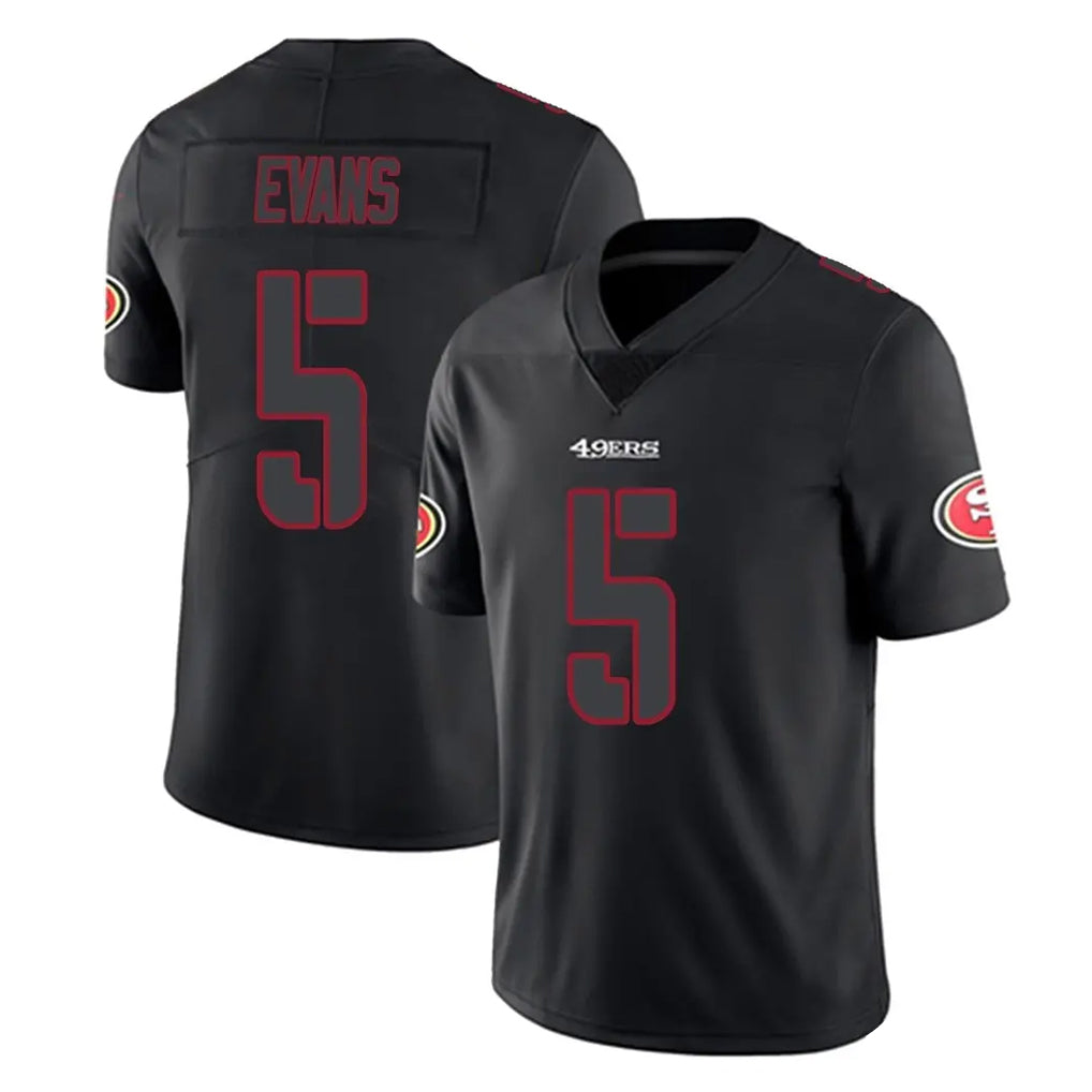 SF.49ers #5 Mike Evans Player Black Impact Limited Home Game PETTCS Stitched Jerseys