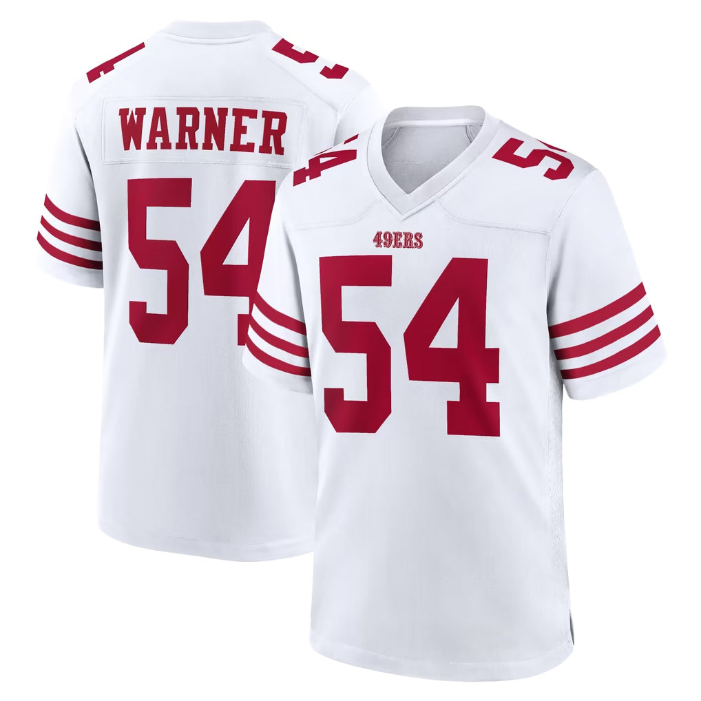SF.49ers #54 Fred Warner Player White Game Home PETTCS Stitched Jerseys