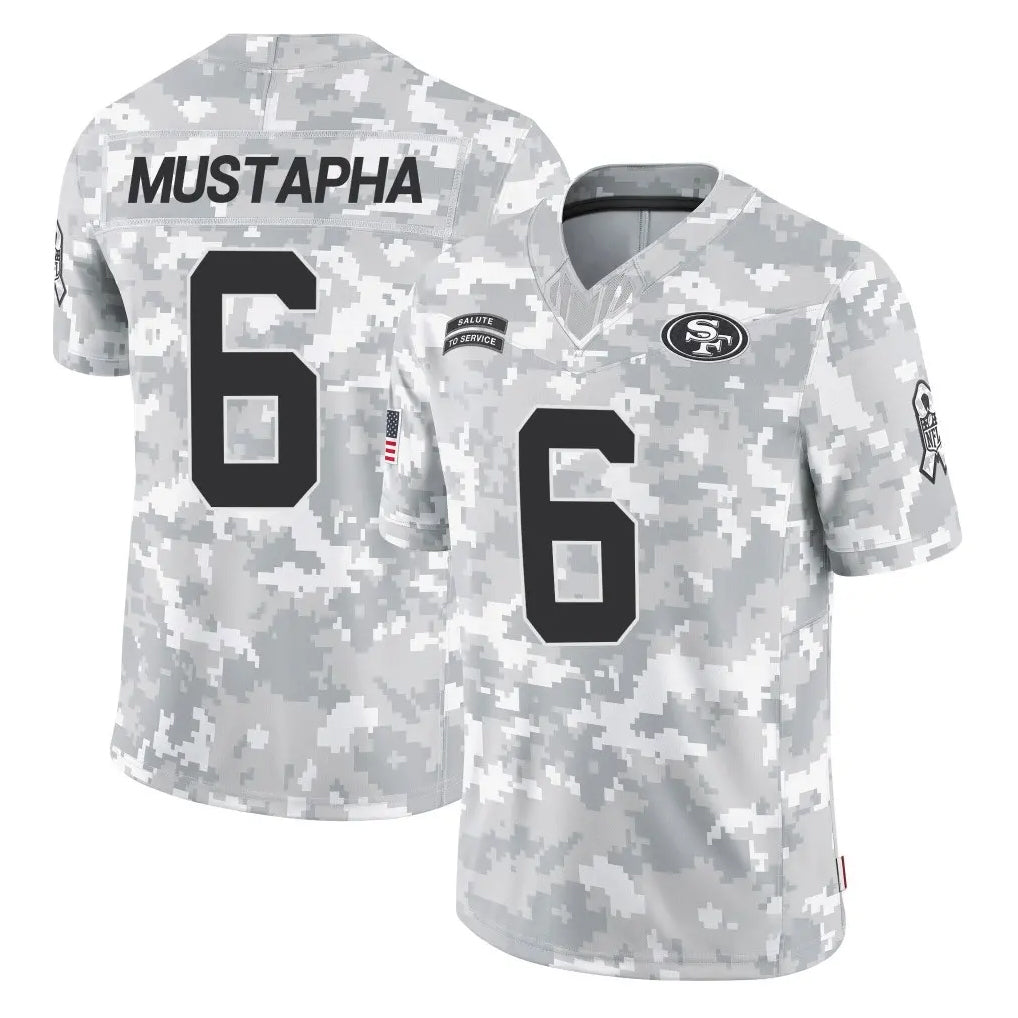 SF.49ers #6 Malik Mustapha Player Arctic Camo Limited Salute To Service Home Game PETTCS Stitched Jerseys