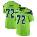 S.Seahawks #72 Abraham Lucas Player Green Limited Color Rush Home Game PETTCS Stitched Jerseys