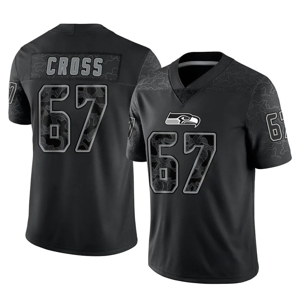 S.Seahawks #67 Charles Cross Player Black Limited Reflective Home Game Ddoa Stitched Jerseys