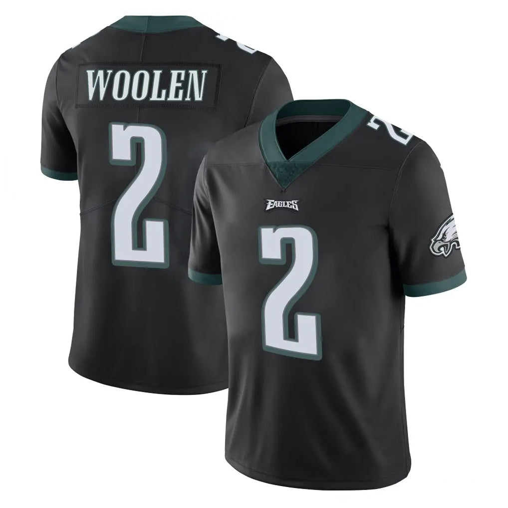 P.Eagles #2 Riq Woolen Player Black Limited Vapor Untouchable Home Game PETTCS Stitched Jerseys