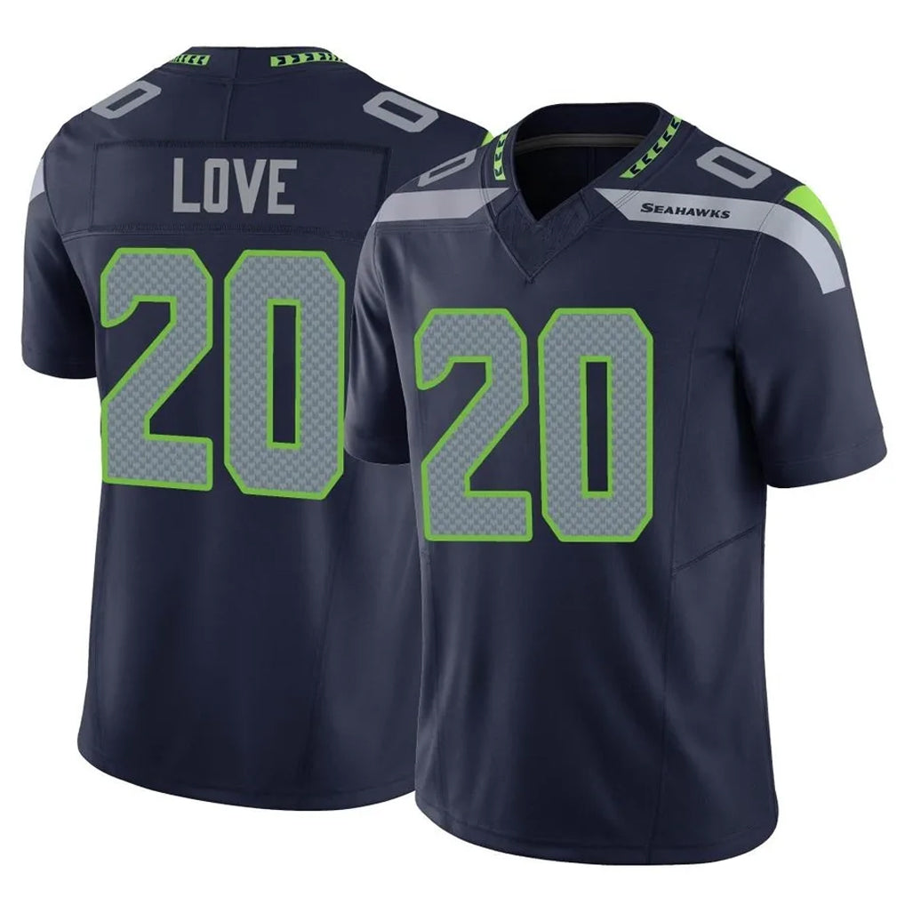 S.Seahawks #20 Julian Love Player Navy Limited Vapor F.U.S.E. Home Game PETTCS Stitched Jerseys