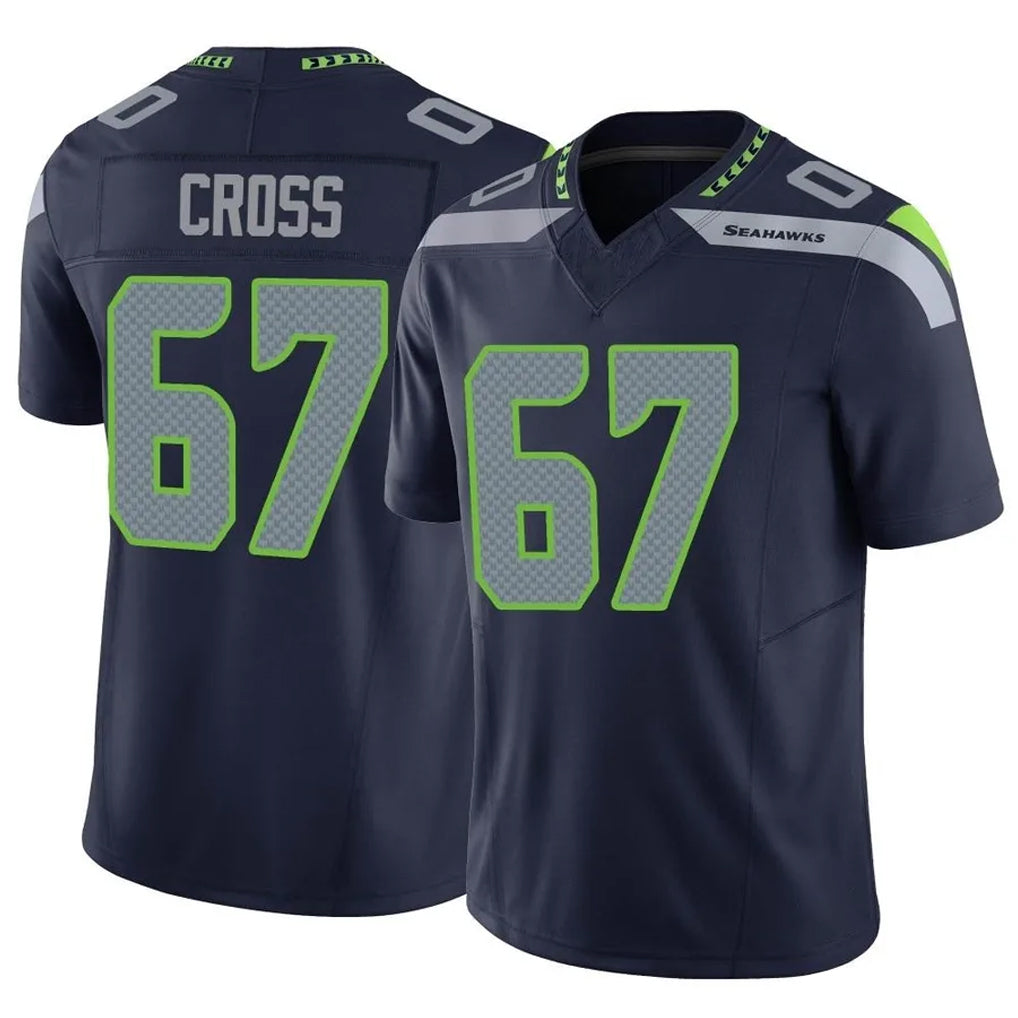 S.Seahawks #67 Charles Cross Player Navy Limited Vapor F.U.S.E. Home Game Ddoa Stitched Jerseys