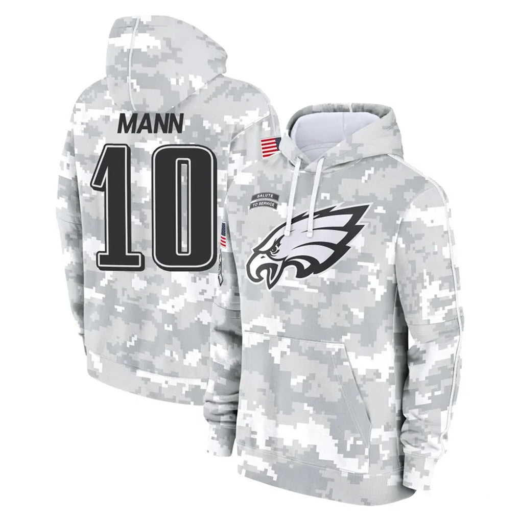 P.Eagles #10 Braden Mann Player Arctic Camo Salute to Service Pullover Hoodies Limited Game PETTCS Stitched Jerseys