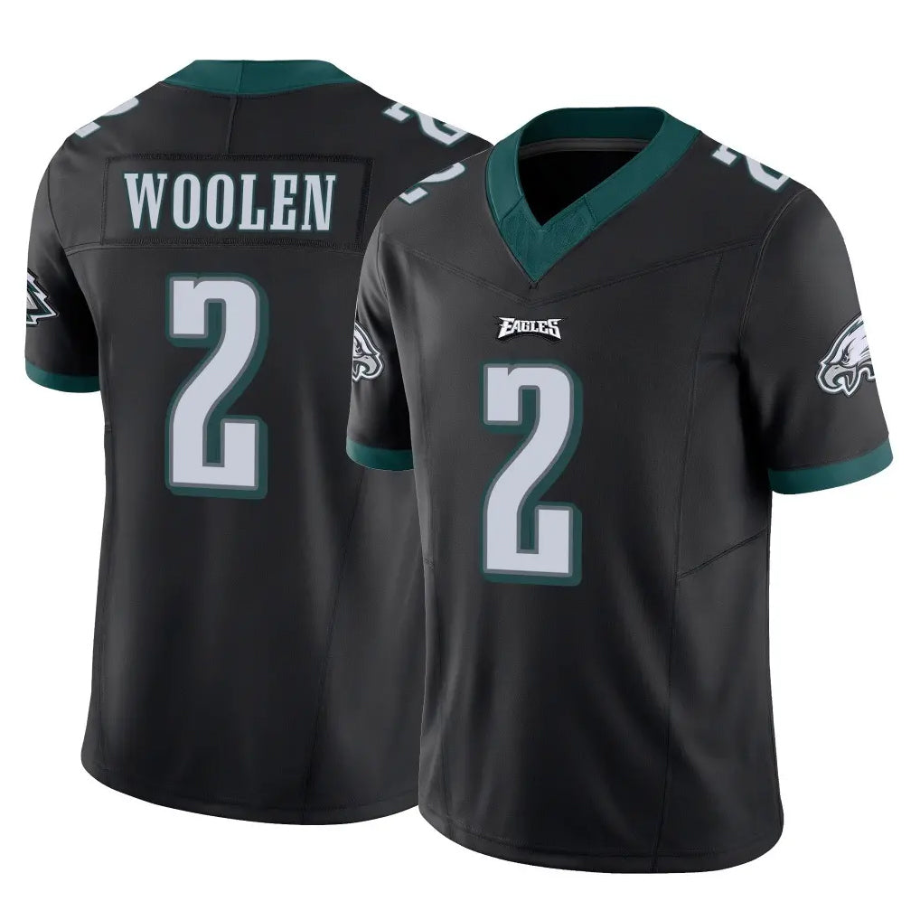 P.Eagles #2 Riq Woolen Player Black Limited Vapor F.U.S.E. Home Game PETTCS Stitched Jerseys